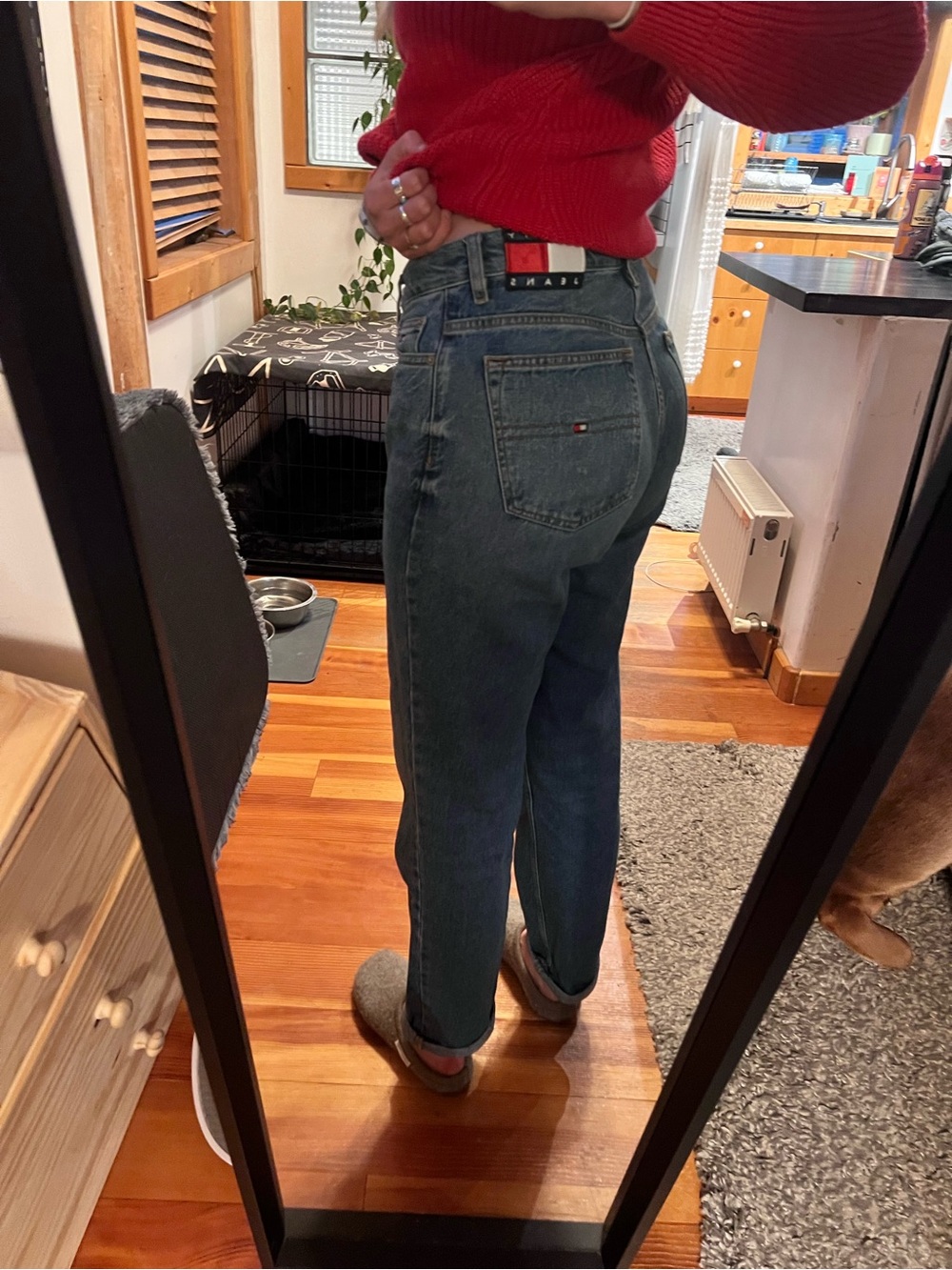 Tommy Hilfiger Dark Blue Boyfriend Jeans with Logo Patch
